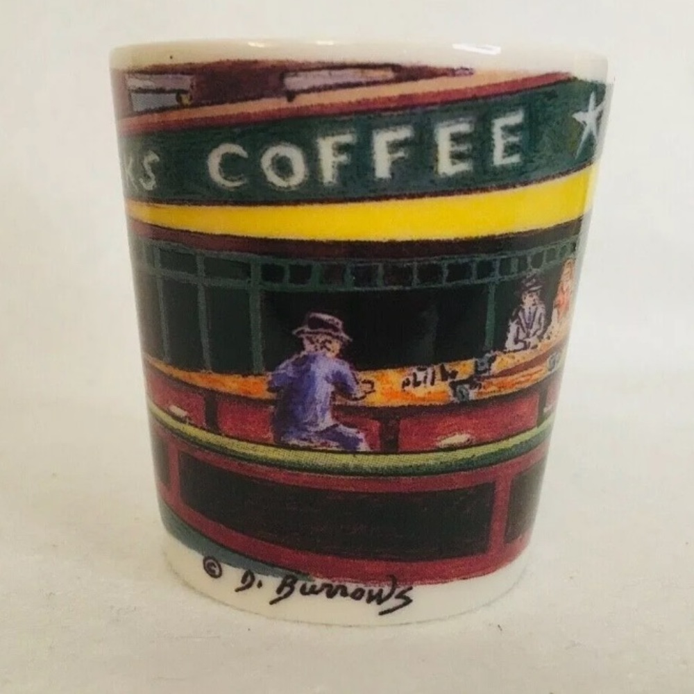 STARBUCKS Ceramic Espresso Shot Glass D. Burrows